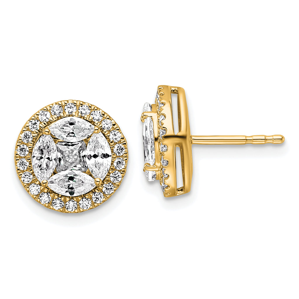 14k 1 1/2 carat Lab Grown Diamond VS+ F+ Marquise Complete Halo Post Earrings