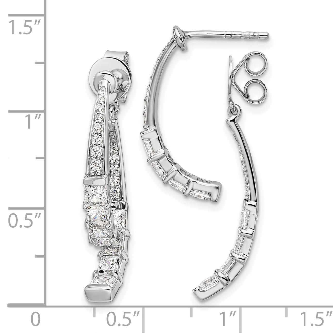 14k White Gold 2 5/8 carat Lab Grown Diamond VS/SI+ G+ Front and Back Dangle Post Earrings Secondary image
