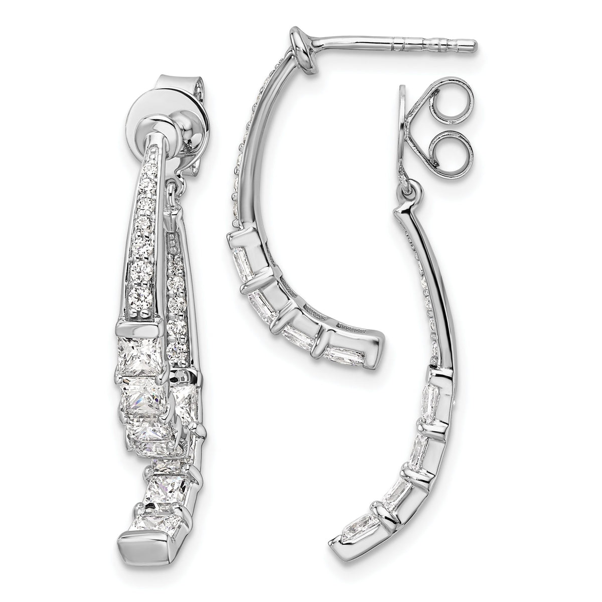 Lab-Grown Diamond Back Stud Dangle Earrings in 14K White Gold (2 5/8 ct. tw.) - Sophia Jewelers Main image