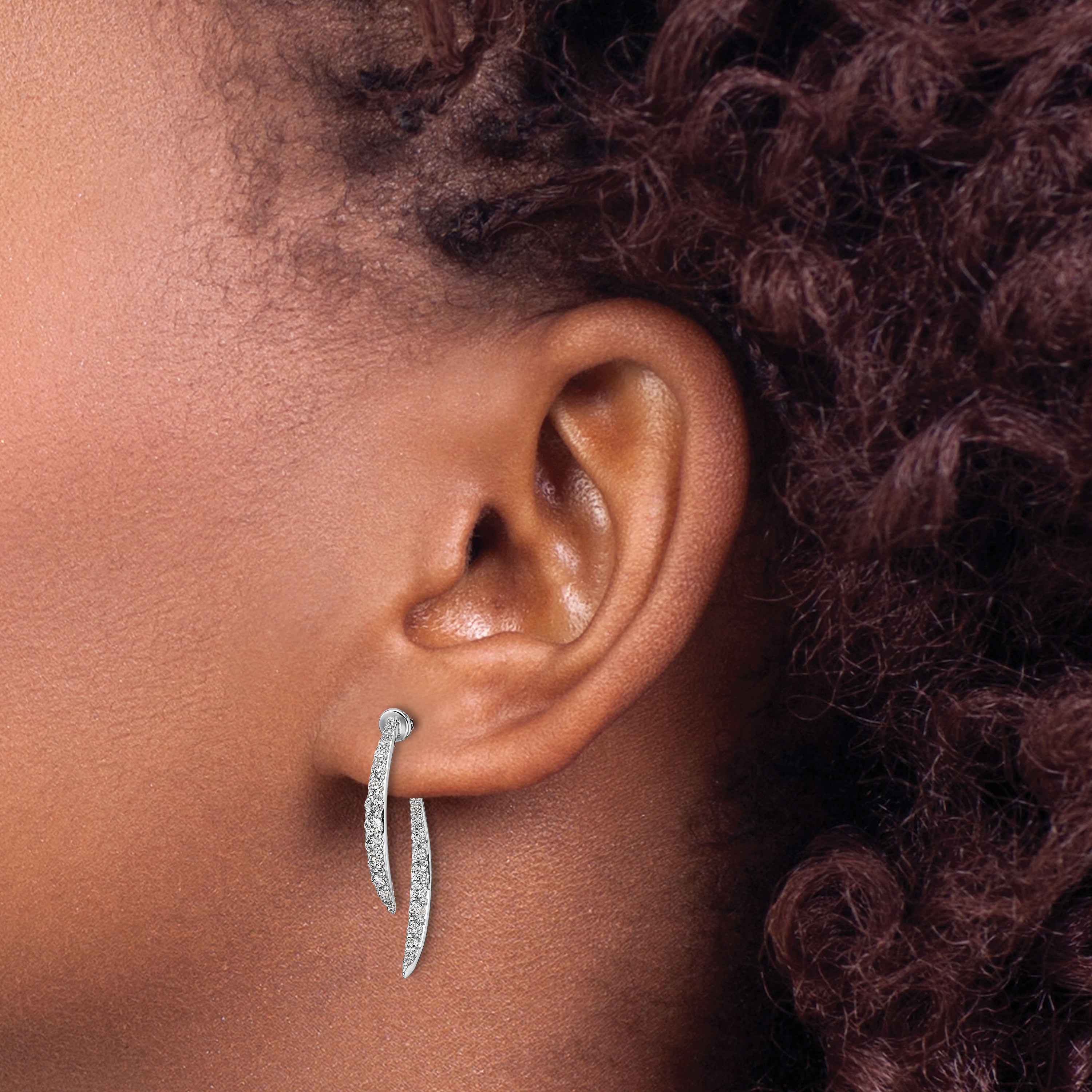 14k White Gold 5/8 carat Lab Grown Diamond VS/SI+ G+ Front and Back Dangle Post Earrings