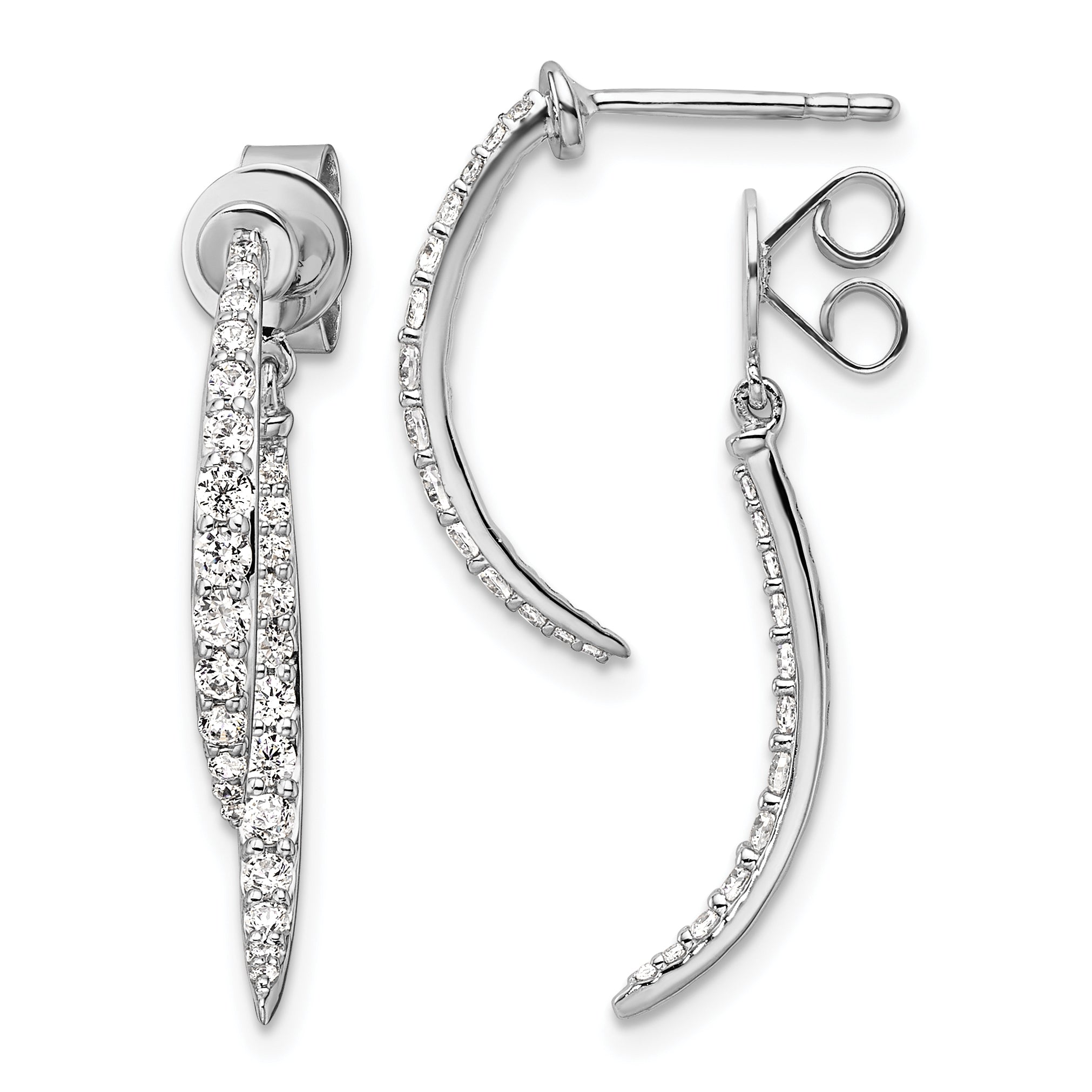 14k White Gold 5/8 carat Lab Grown Diamond VS/SI+ G+ Front and Back Dangle Post Earrings Main image
