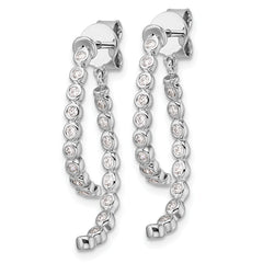 14K White Gold Polished Diamond Front and Back Dangle Earrings