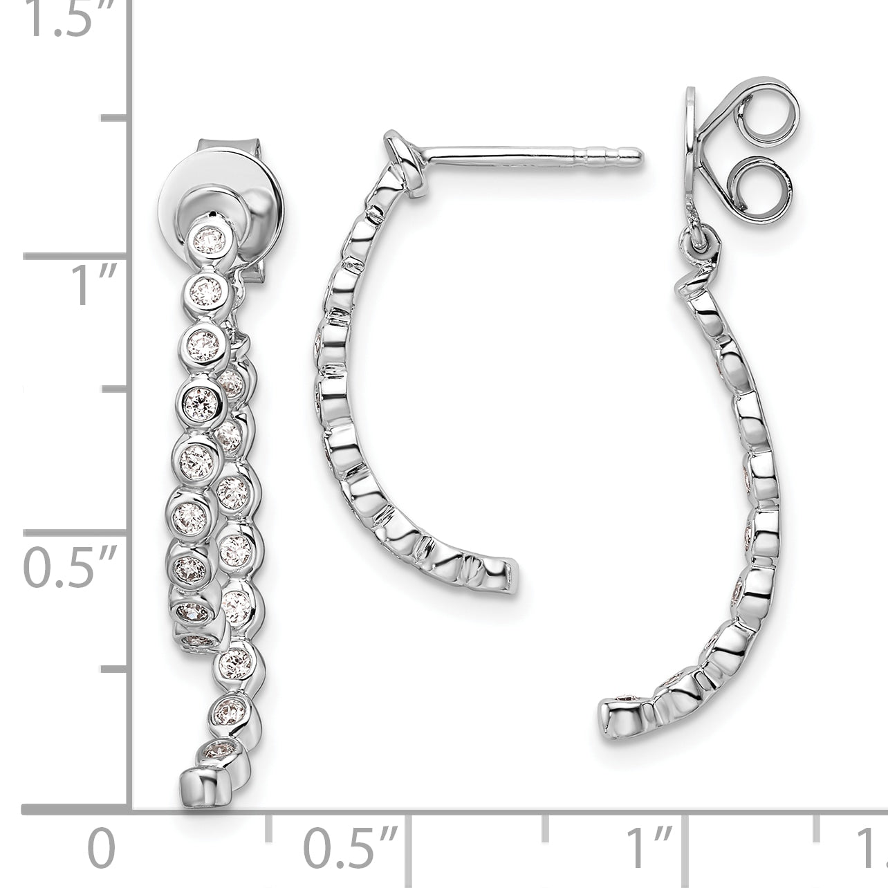 14K White Gold Polished Diamond Front and Back Dangle Earrings