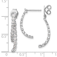 14K White Gold Polished Diamond Front and Back Dangle Earrings