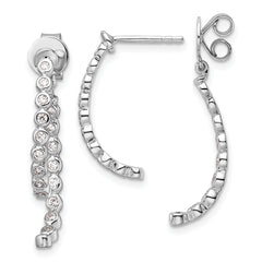 14K White Gold Polished Diamond Front and Back Dangle Earrings