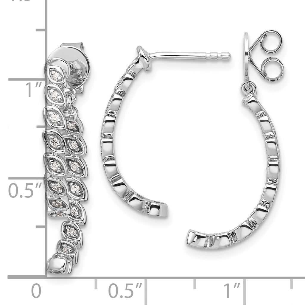 14K White Gold Polished Diamond Front and Back Dangle Earrings