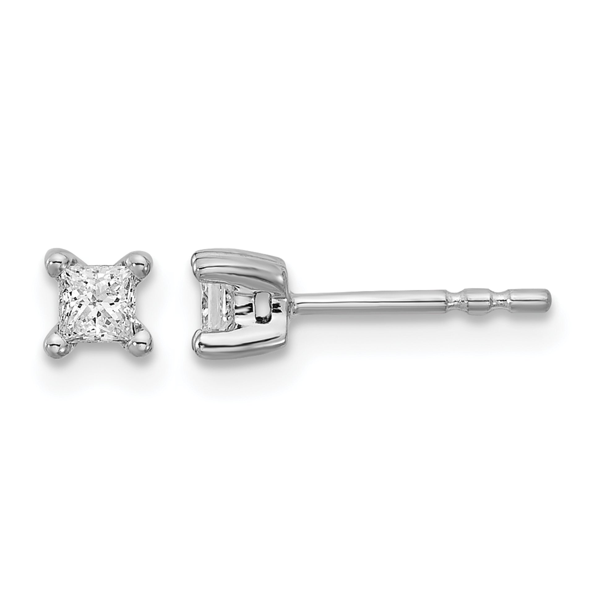 14K White Gold 1/4 ct Lab-Created Diamond VS/SI+ G+, Princess-Cut 4-Prong Stud Earrings