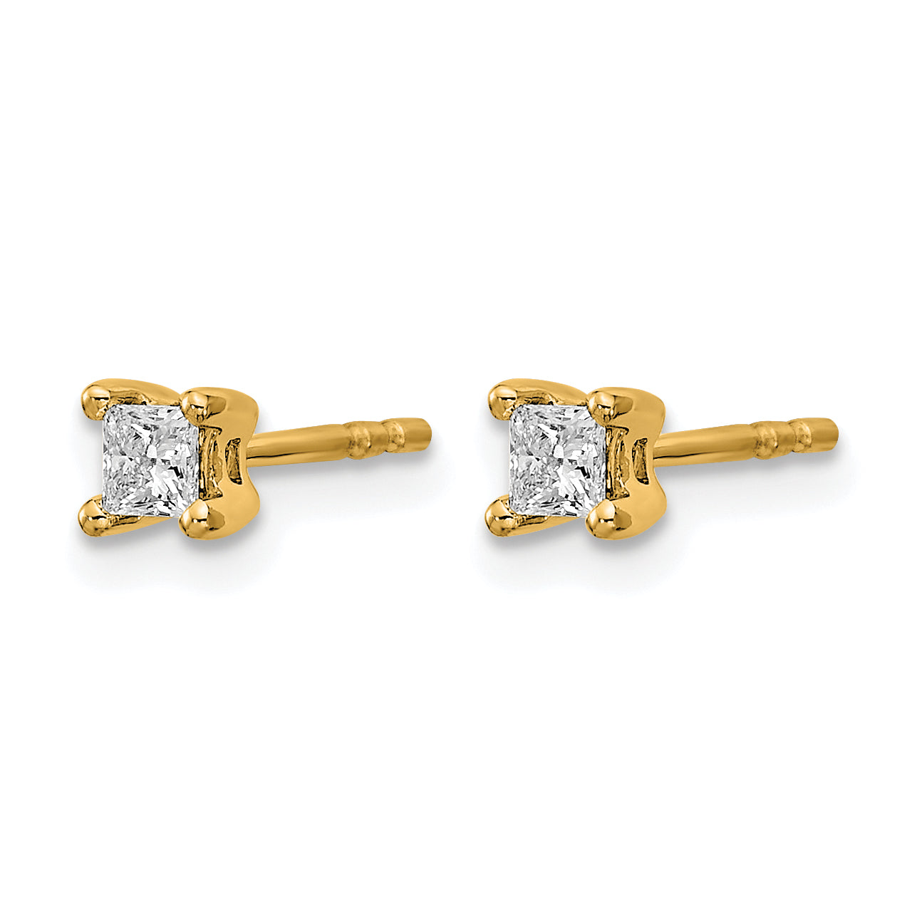 14K Yellow Gold 1/4 ct Lab-Created Diamond VS+ F+, Princess-Cut 4-Prong Stud Earrings Secondary image