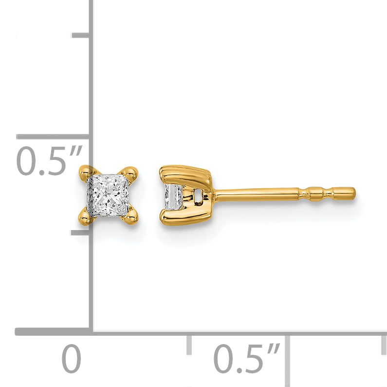 14K Yellow Gold 1/4 ct Lab-Created Diamond VS/SI+ G+, Princess-Cut 4-Prong Stud Earrings