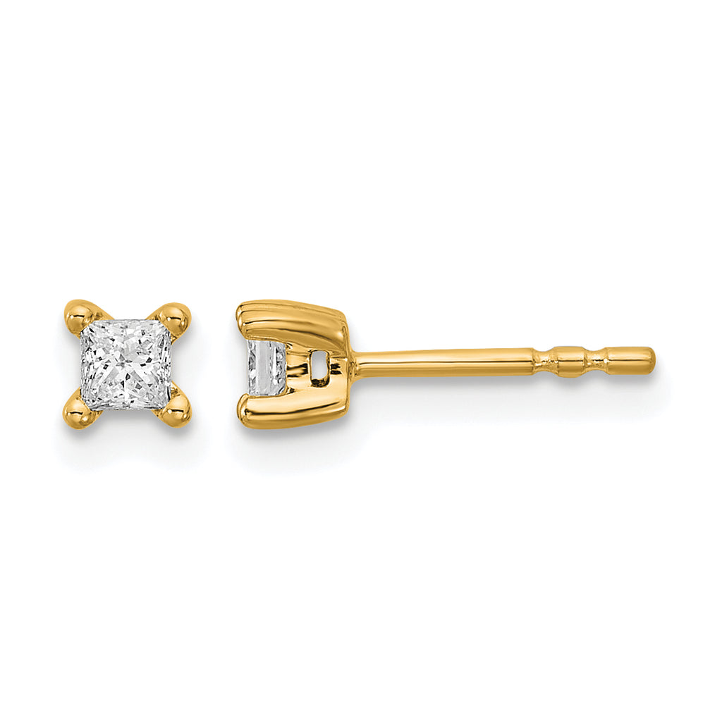 14K Yellow Gold 1/4 ct Lab-Created Diamond VS/SI+ G+, Princess-Cut 4-Prong Stud Earrings