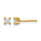14K Yellow Gold 1/4 ct Lab-Created Diamond VS/SI+ G+, Princess-Cut 4-Prong Stud Earrings