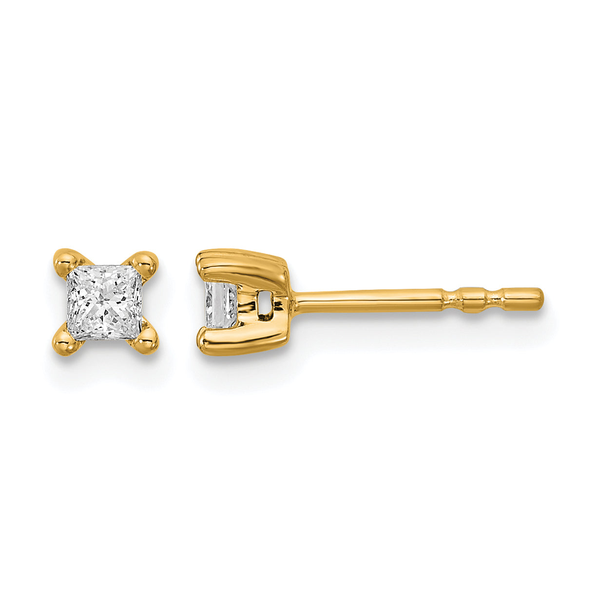 14K Yellow Gold 1/4 ct Lab-Created Diamond VS/SI+ G+, Princess-Cut 4-Prong Stud Earrings