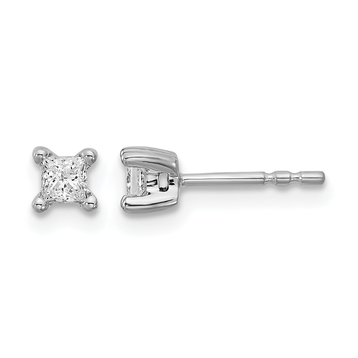 14K White Gold 1/3 ct Lab-Created Diamond VS/SI+ G+, Princess-Cut 4-Prong Stud Earrings