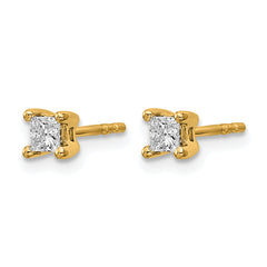 14k 1/3 carat Lab Grown Diamond VS+ F+ Princess Complete Four Prong Stud Earrings