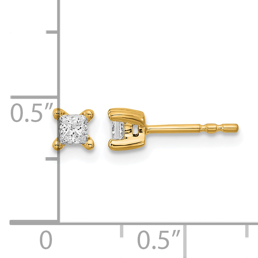 14K Yellow Gold 1/3 ct Lab-Created Diamond VS/SI+ G+, Princess-Cut 4-Prong Stud Earrings