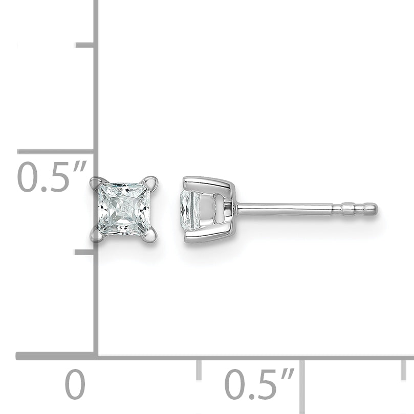 14K White Gold 1/2 ct Certified Lab-Created Diamond VS/SI+ G+, Princess-Cut 4-Prong Stud Earrings