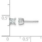 14K White Gold 1/2 ct Certified Lab-Created Diamond VS+ F+, Princess-Cut 4-Prong Stud Earrings