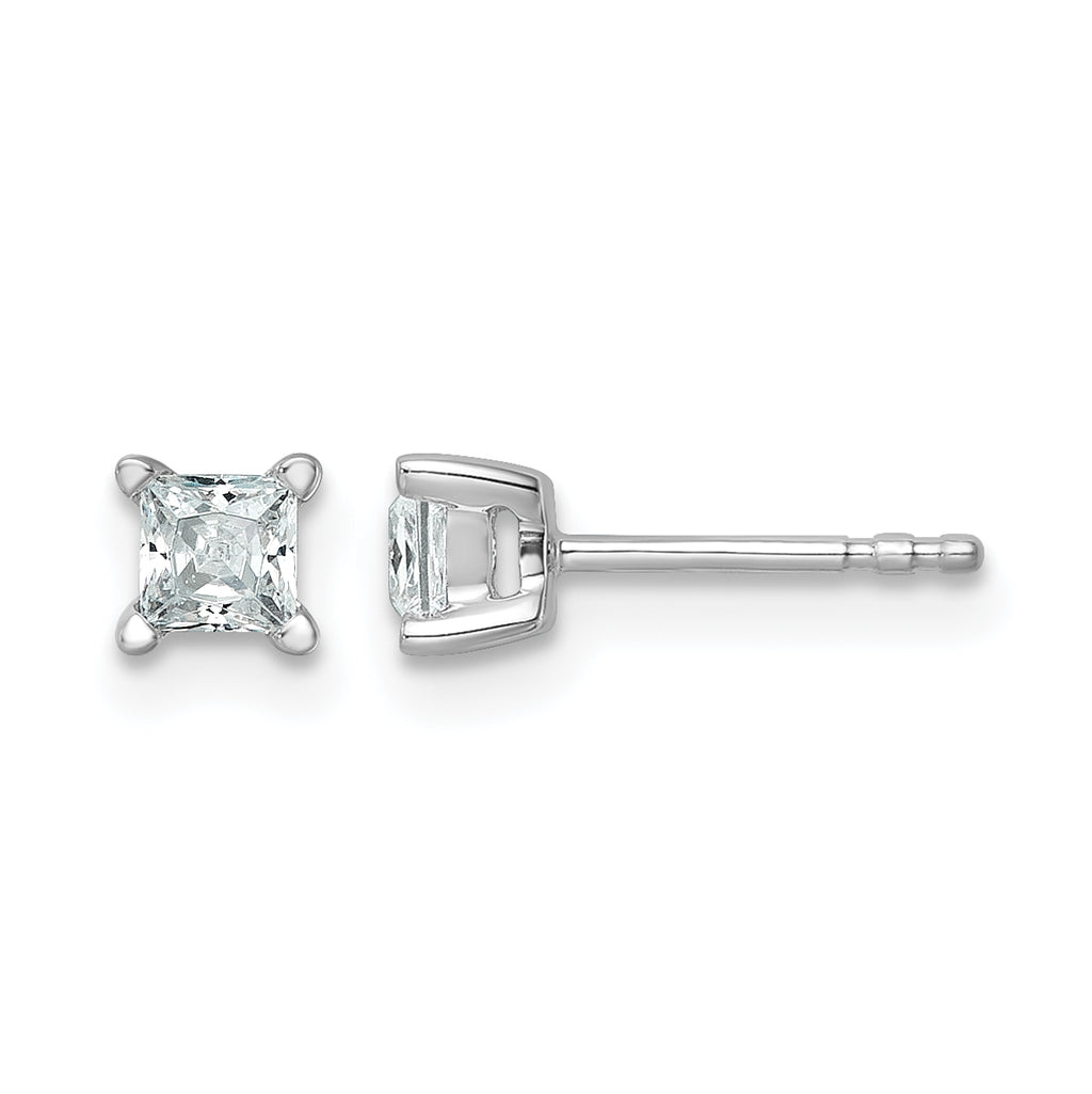 14K White Gold 1/2 ct Certified Lab-Created Diamond VS/SI+ G+, Princess-Cut 4-Prong Stud Earrings