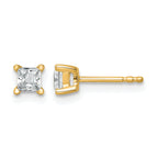 14K Yellow Gold 1/2 ct Lab-Created Diamond VS+ F+, Princess-Cut 4-Prong Stud Earrings