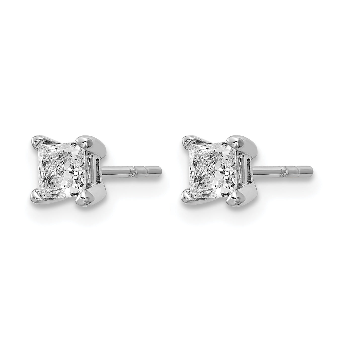 14K White Gold 5/8 ct Lab-Created Diamond VS+ F+, Princess-Cut 4-Prong Stud Earrings Secondary image