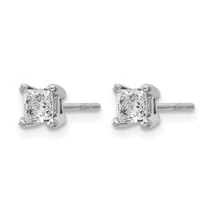 14k White Gold 5/8 carat Lab Grown Diamond VS/SI+ G+ Princess Complete Four Prong Stud Earrings