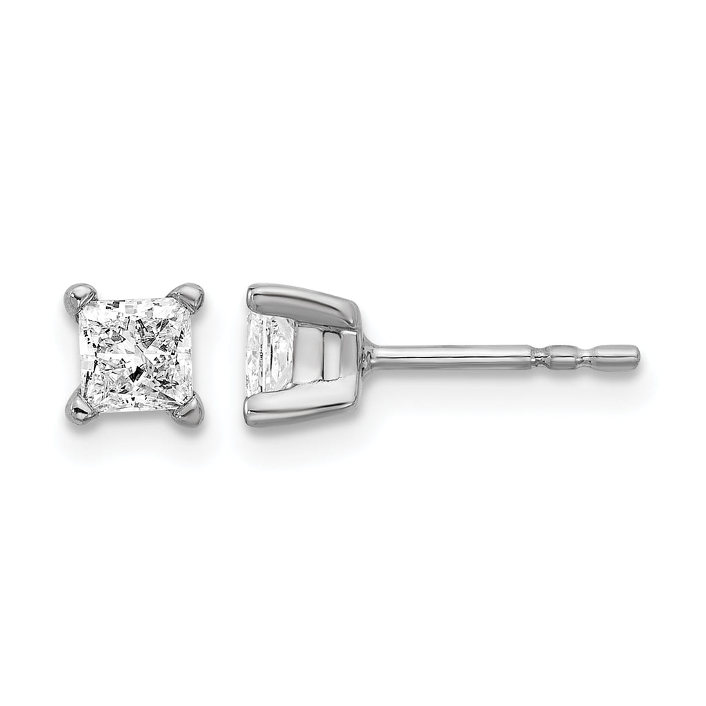 14K White Gold 5/8 ct Certified Lab-Created Diamond VS/SI+ G+, Princess-Cut 4-Prong Stud Earrings