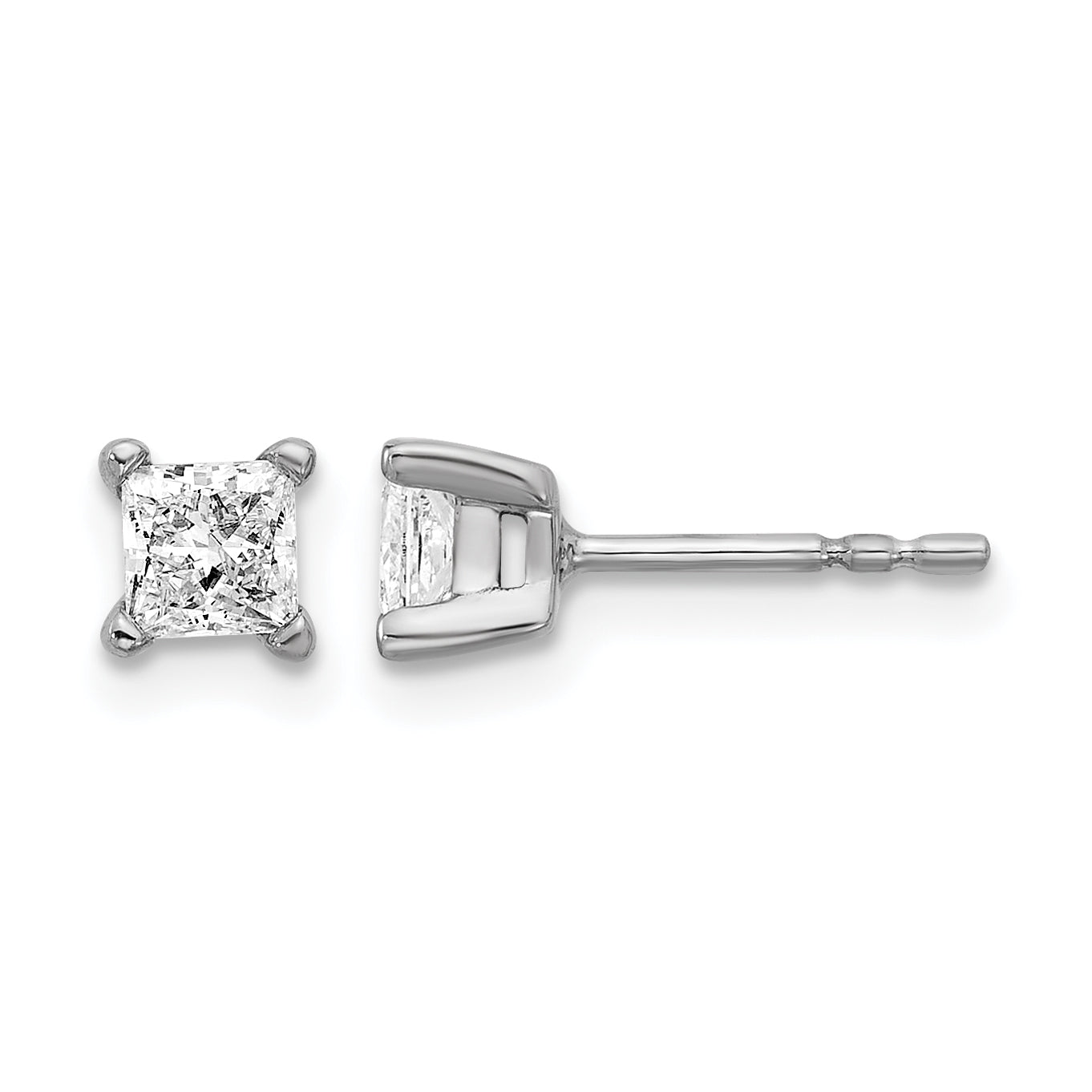 14K White Gold 5/8 ct Lab-Created Diamond VS+ F+, Princess-Cut 4-Prong Stud Earrings Main image