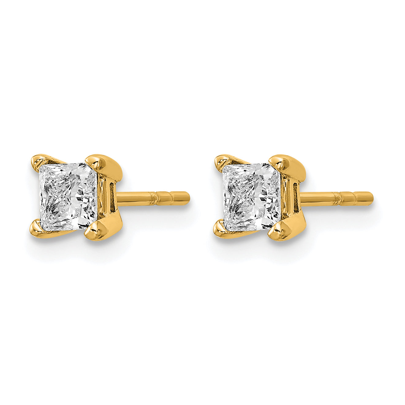 14K Yellow Gold 5/8 ct Lab-Created Diamond VS/SI+ G+, Princess-Cut 4-Prong Stud Earrings Secondary image