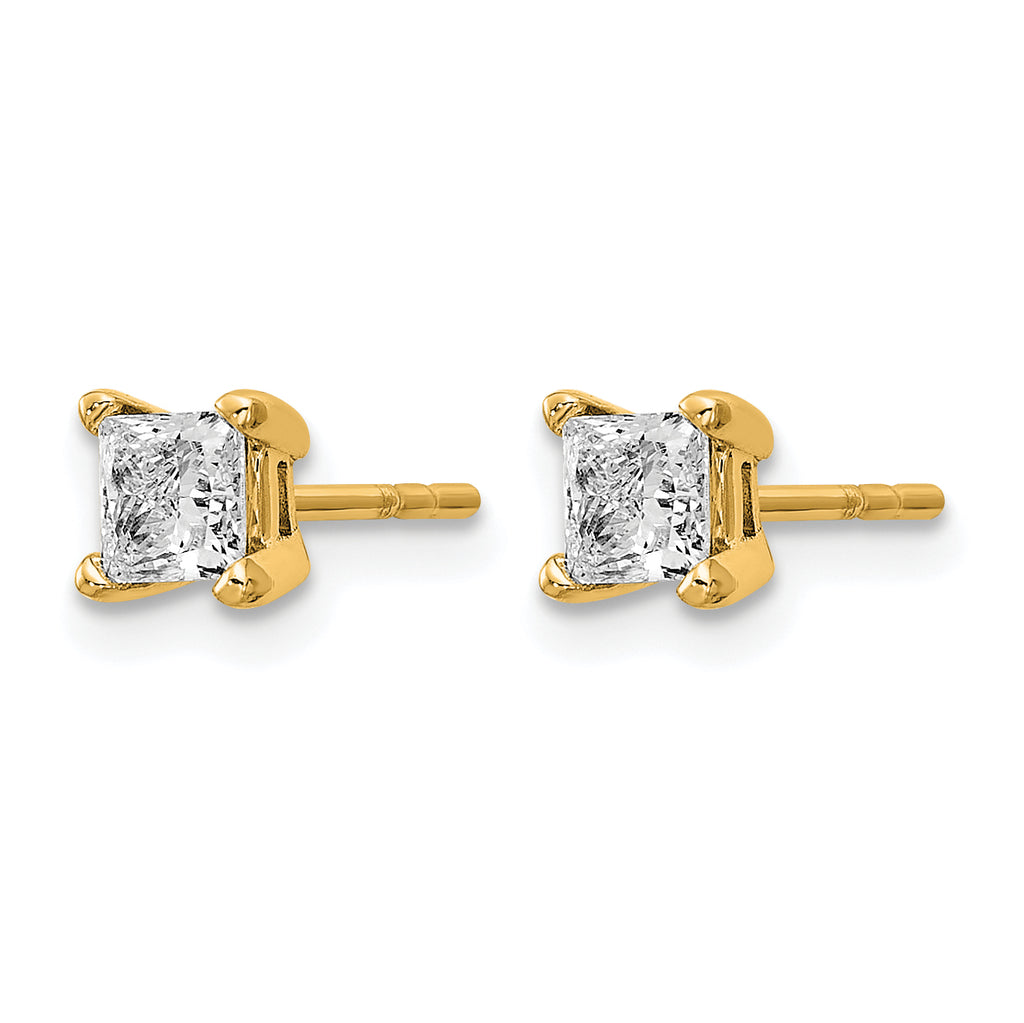 14K Yellow Gold 5/8 ct Lab-Created Diamond VS/SI+ G+, Princess-Cut 4-Prong Stud Earrings