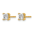 14K Yellow Gold 5/8 ct Certified Lab-Created Diamond VS+ F+, Princess-Cut 4-Prong Stud Earrings