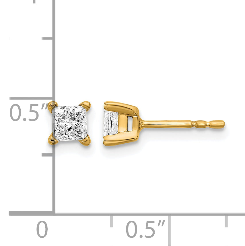 14K Yellow Gold 5/8 ct Lab-Created Diamond VS/SI+ G+, Princess-Cut 4-Prong Stud Earrings