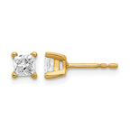14K Yellow Gold 5/8 ct Certified Lab-Created Diamond VS+ F+, Princess-Cut 4-Prong Stud Earrings
