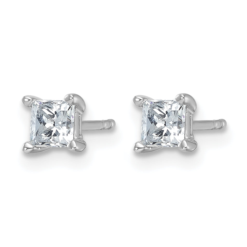 14K White Gold 3/4 ct Lab-Created Diamond VS+ F+, Princess-Cut 4-Prong Stud Earrings