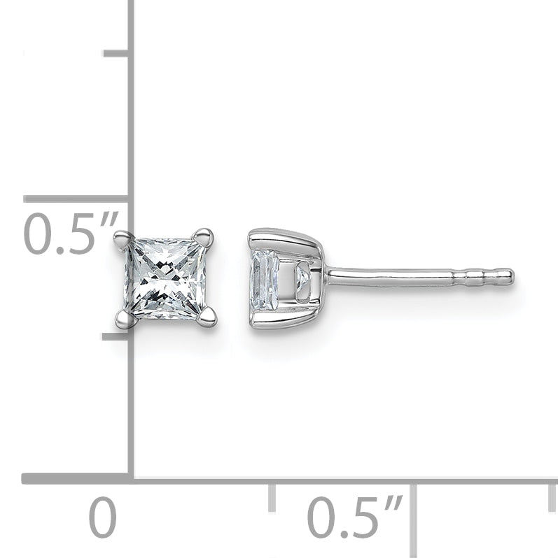 14K White Gold 3/4 ct Certified Lab-Created Diamond VS/SI+ G+, Princess-Cut 4-Prong Stud Earrings