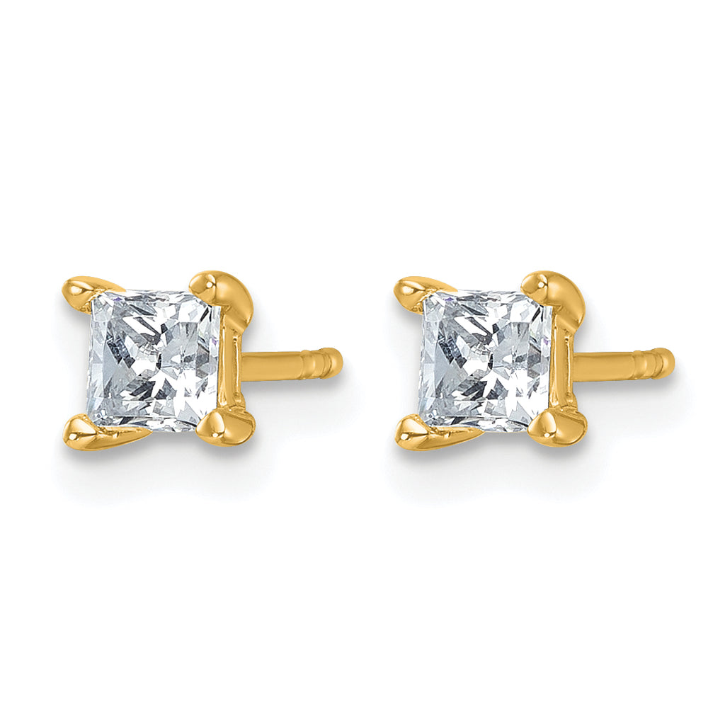 14K Yellow Gold 3/4 ct Lab-Created Diamond VS+ F+, Princess-Cut 4-Prong Stud Earrings