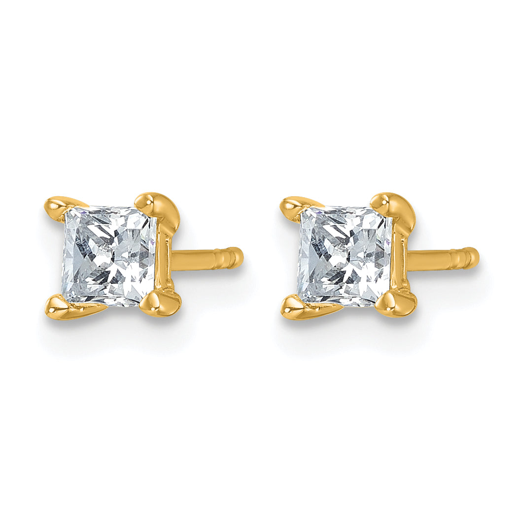 14K Yellow Gold 3/4 ct Lab-Created Diamond VS/SI+ G+, Princess-Cut 4-Prong Stud Earrings Secondary image