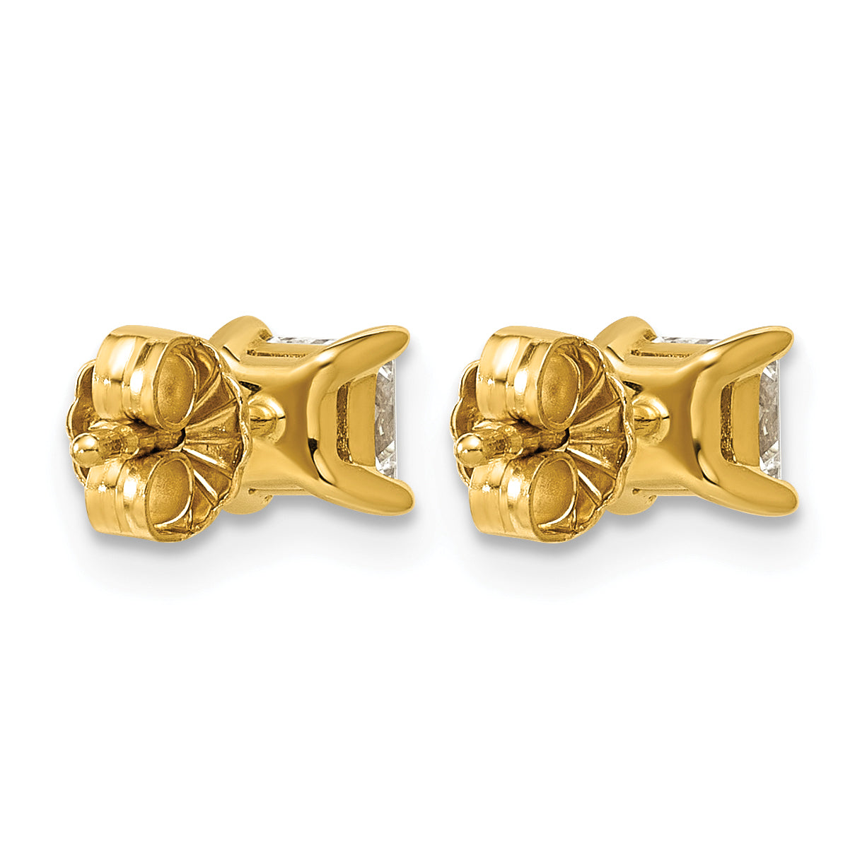 14K Yellow Gold 3/4 ct Lab-Created Diamond VS+ F+, Princess-Cut 4-Prong Stud Earrings
