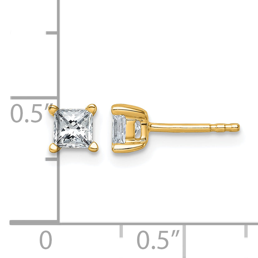 14K Yellow Gold 3/4 ct Certified Lab-Created Diamond VS/SI+ G+, Princess-Cut 4-Prong Stud Earrings