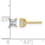 14K Yellow Gold 3/4 ct Lab-Created Diamond VS+ F+, Princess-Cut 4-Prong Stud Earrings