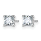 14K White Gold 1 ct Certified Lab-Created Diamond VS+ F+, Princess-Cut 4-Prong Stud Earrings