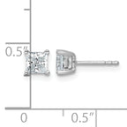 14k White Gold 1 carat Lab Grown Diamond VS/SI+ G+ Princess Complete Four Prong Stud Earrings