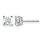 14K White Gold 1 ct Lab-Created Diamond VS+ F+, Princess-Cut 4-Prong Stud Earrings