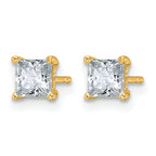14K Yellow Gold 1 ct Certified Lab-Created Diamond VS/SI+ G+, Princess-Cut 4-Prong Stud Earrings