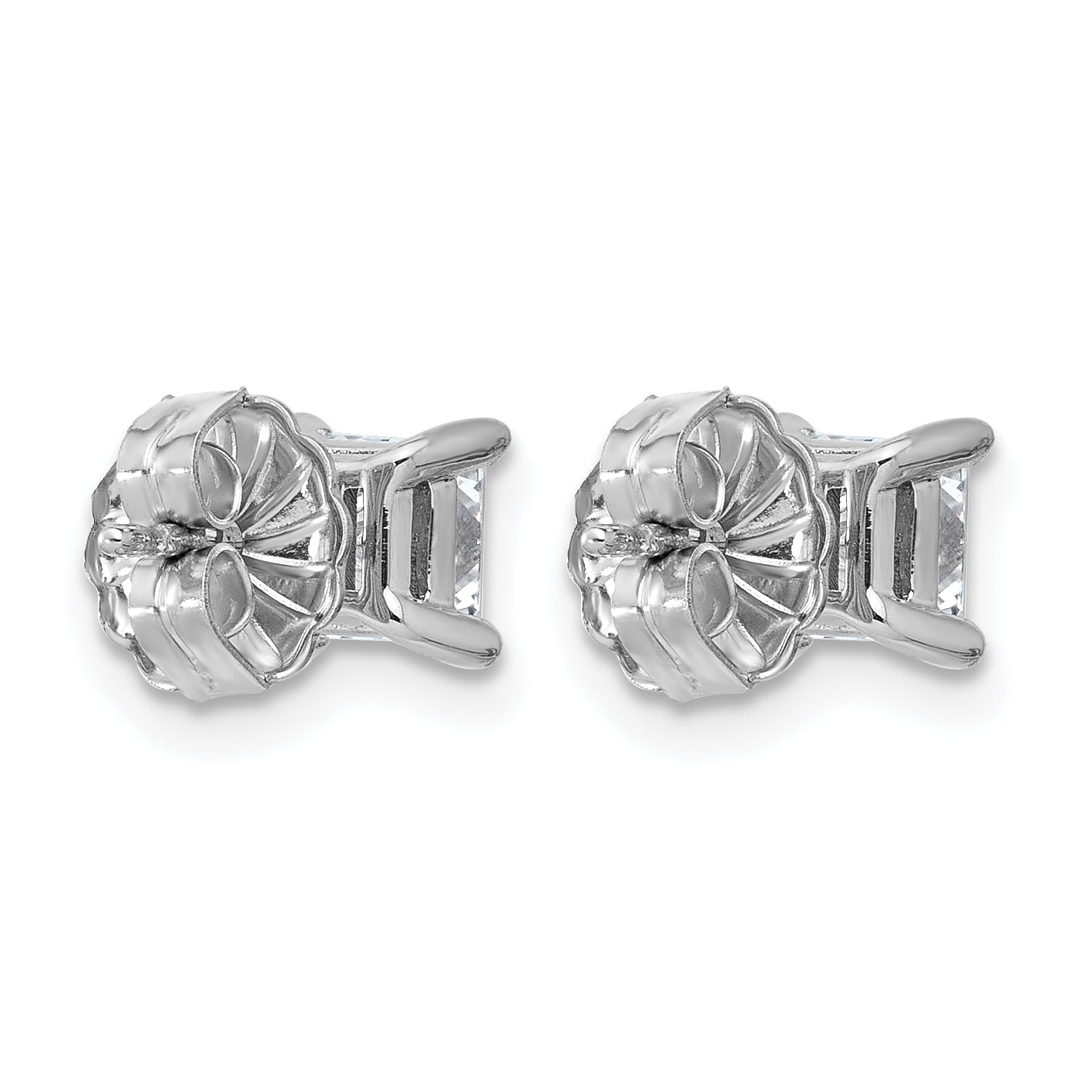 14k White Gold 1 1/4 ctw Lab Grown Diamond VS/SI+ G+ Princess 4 Prong Heavy Wt. Stud Earrings