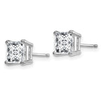 14K White Gold 1 1/4 Ctw Lab-Grown Diamond VS/SI+ G+ Princess 4 Prong Heavy Wt. Stud Earrings