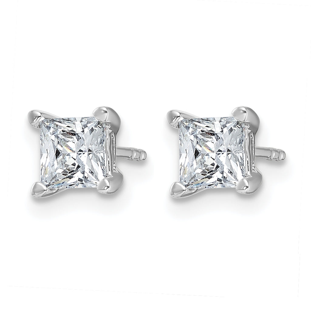 14K White Gold 1 1/2 ct Lab-Created Diamond VS/SI+ G+, Princess-Cut 4-Prong Stud Earrings