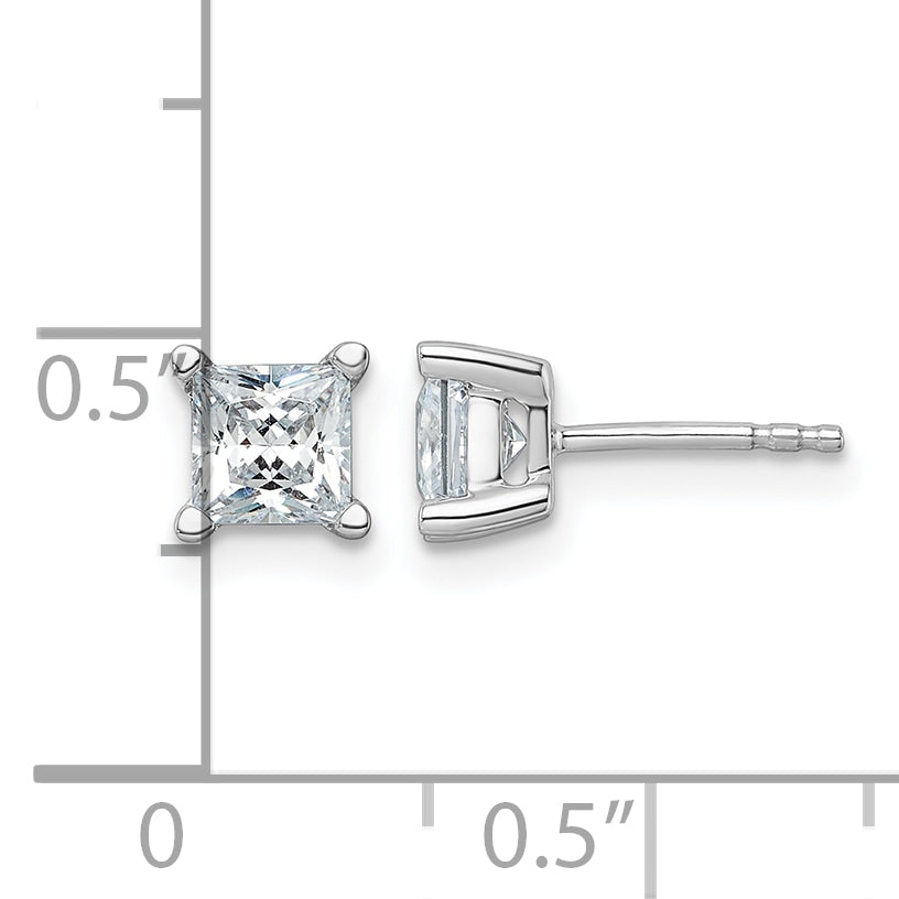 14K White Gold 1 1/2 ct Certified Lab-Created Diamond VS/SI+ G+, Princess-Cut 4-Prong Stud Earrings