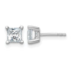 14K White Gold 1 1/2 ct Certified Lab-Created Diamond VS+ F+, Princess-Cut 4-Prong Stud Earrings