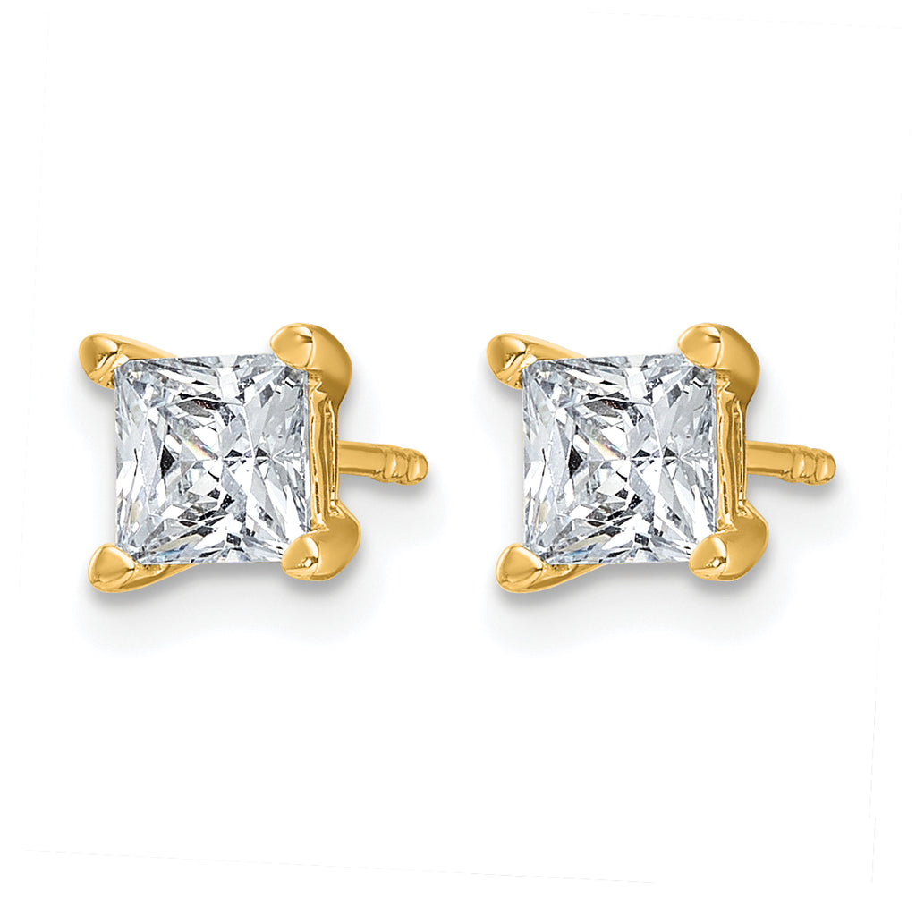 14K Yellow Gold 1 1/2 ct Lab-Created Diamond VS/SI+ G+, Princess-Cut 4-Prong Stud Earrings