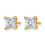 14K Yellow Gold 1 1/2 ct Lab-Created Diamond VS/SI+ G+, Princess-Cut 4-Prong Stud Earrings